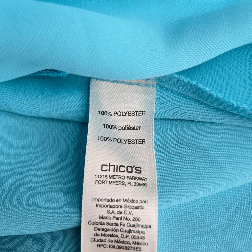 Chico's Robins Egg Blue V-Neck Bell Sleeve Blouse Top Chico's 2 Women's L Casual - Picture 4 of 9